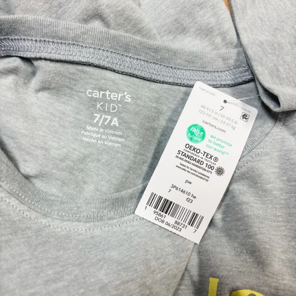 NWT Carters Gray Long Sleeve Floral “Love” Top Girls Size 7 NEW